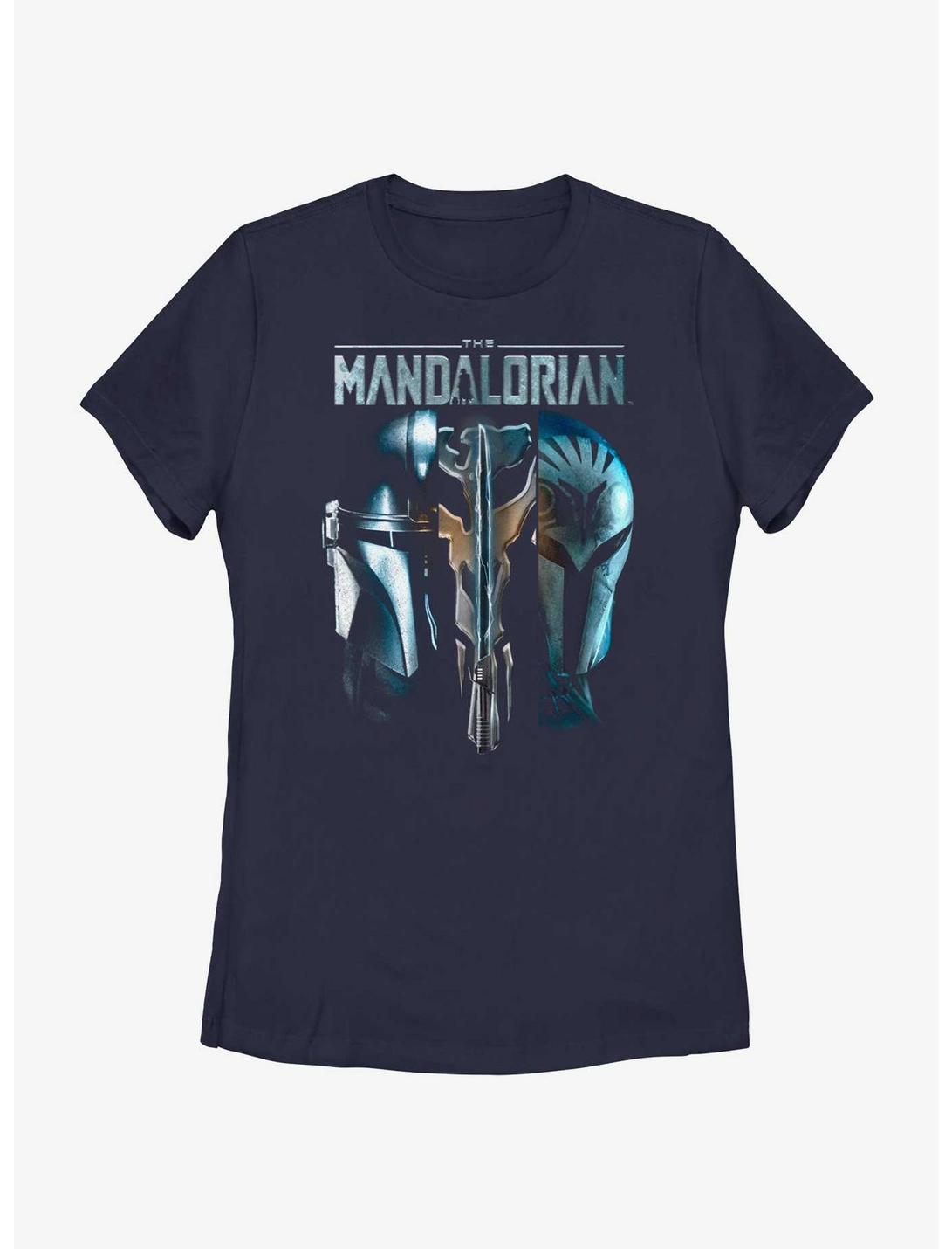 Star Wars The Mandalorian Din Djarin & Bo-Katan Mythosaur Womens T-Shirt BoxLunch Web Exclusive, NAVY, hi-res
