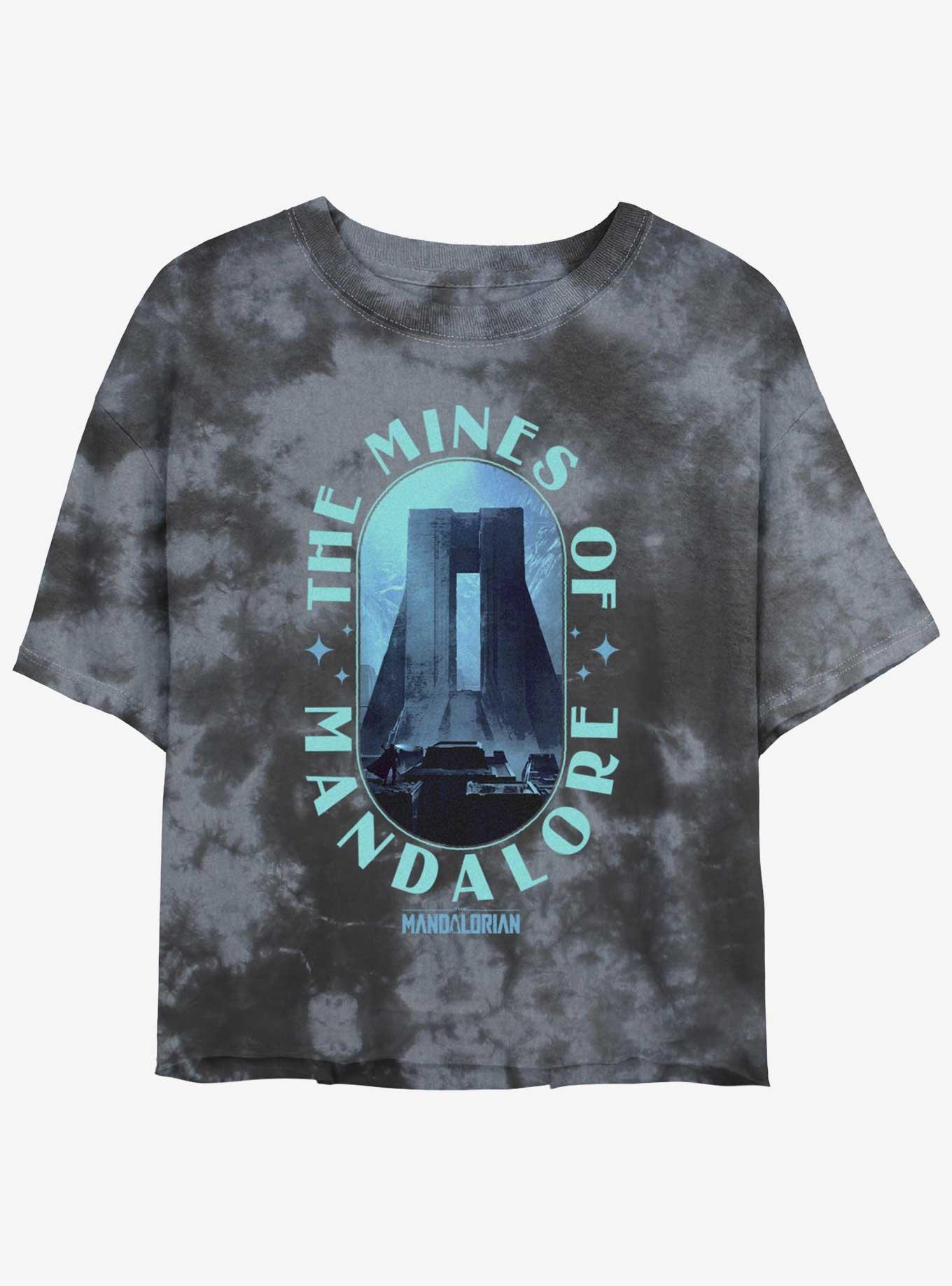 Star Wars The Mandalorian The Mines of Mandalore Tie-Dye Womens Crop T-Shirt, BLKCHAR, hi-res