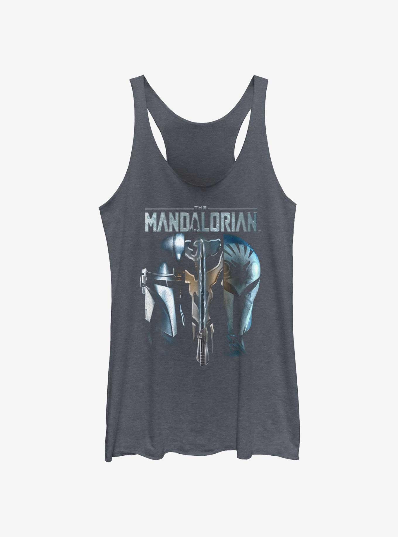 Star Wars The Mandalorian Din Djarin & Bo-Katan Mythosaur Womens Tank Top BoxLunch Web Exclusive, NAVY HTR, hi-res