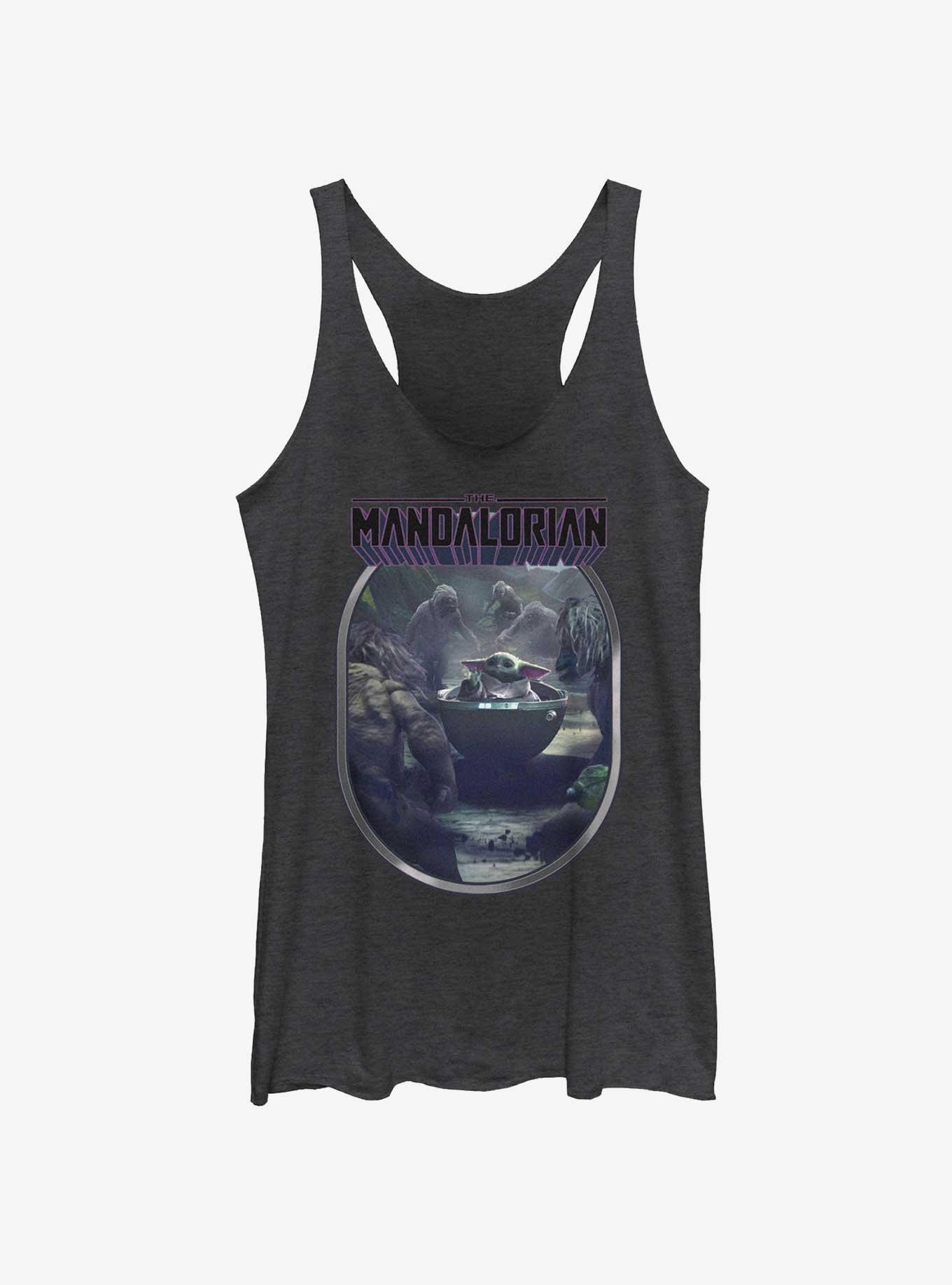 Star Wars The Mandalorian Alamites Attack Grogu Womens Tank Top, BLK HTR, hi-res