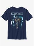 Star Wars The Mandalorian Din Djarin & Bo-Katan Mythosaur Youth T-Shirt BoxLunch Web Exclusive, NAVY, hi-res
