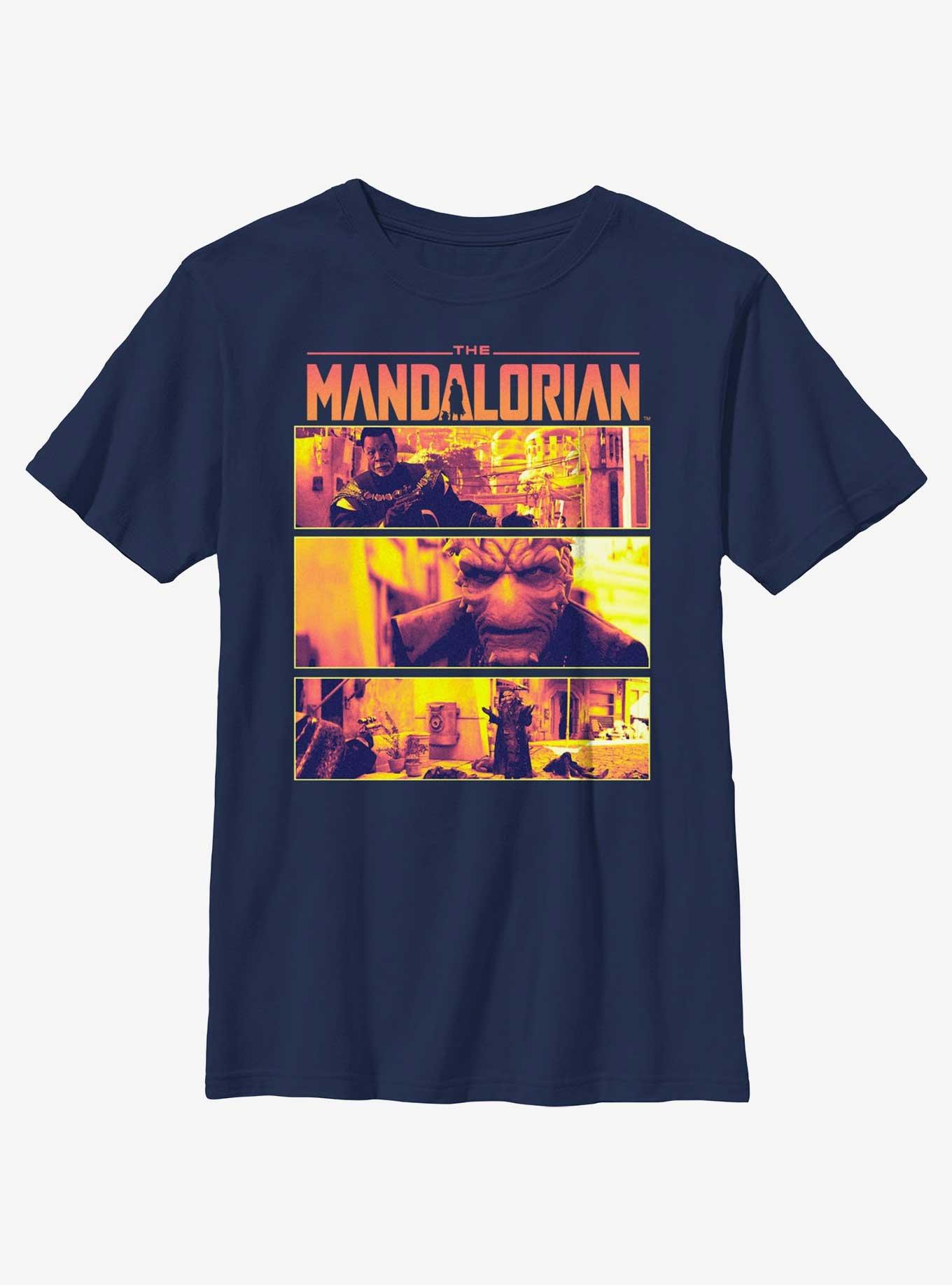 Star Wars The Mandalorian Pirates On Nevarro Standoff Youth T-Shirt, NAVY, hi-res