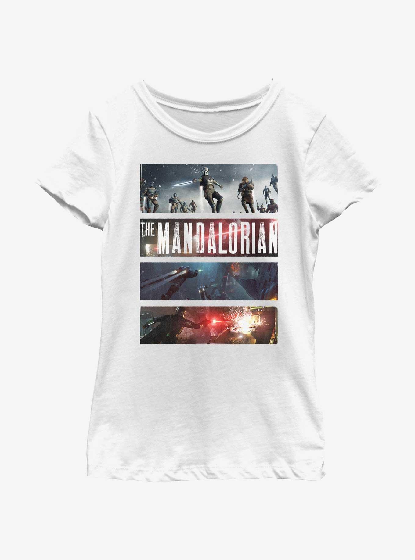 Star Wars The Mandalorian Big Battle Youth Girls T-Shirt, WHITE, hi-res