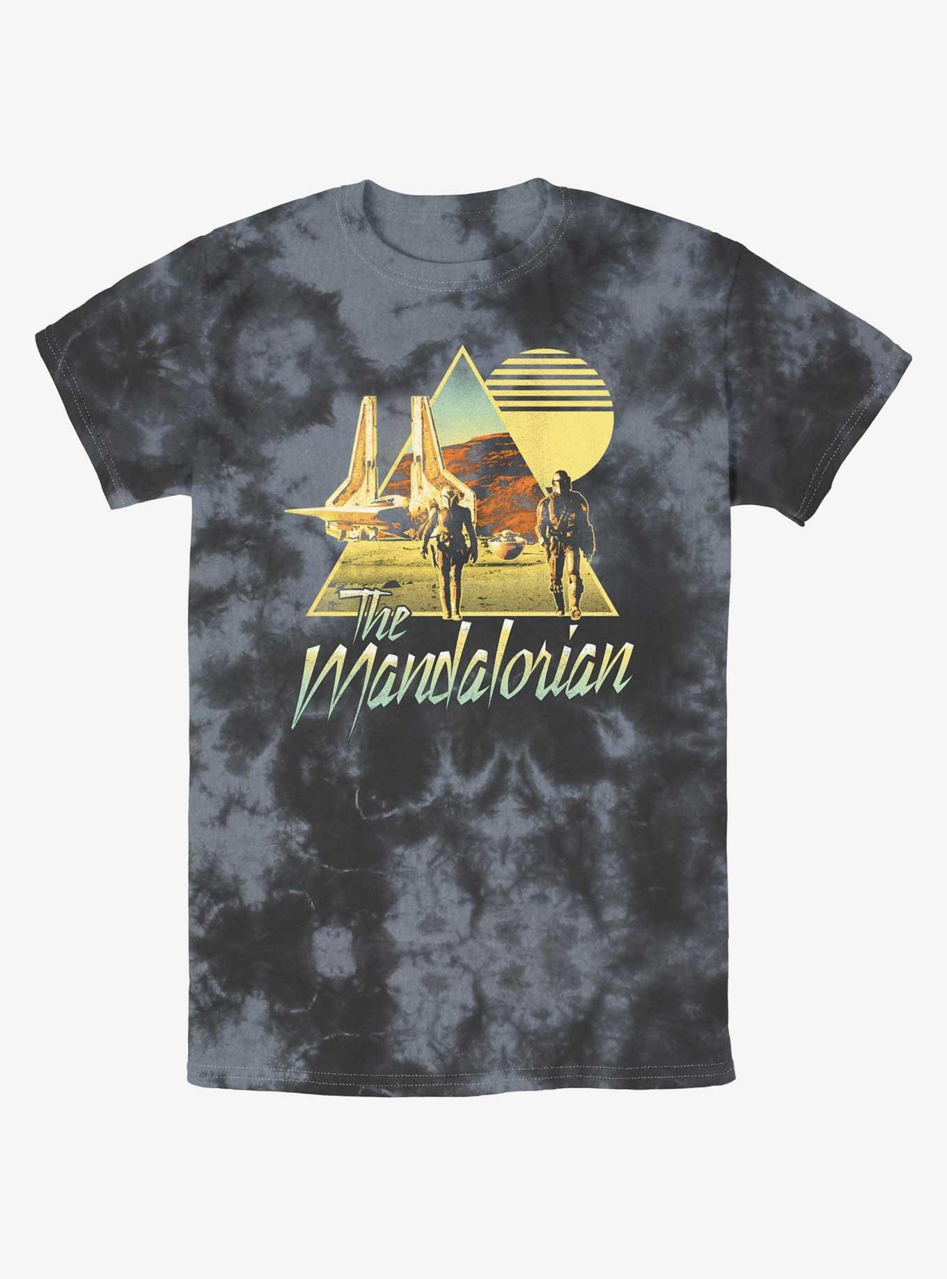 Star Wars The Mandalorian Bo-Katan & Din Djarin Sunset Nevarro Landing Tie-Dye T-Shirt BoxLunch Web Exclusive, BLKCHAR, hi-res