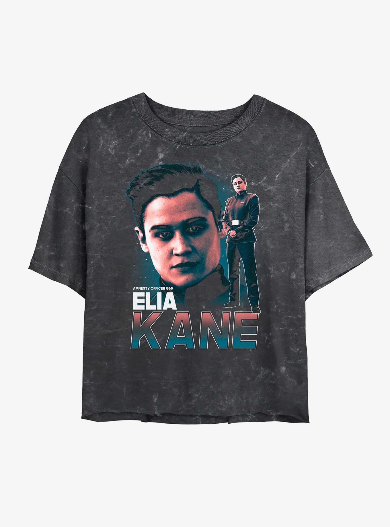 Star Wars The Mandalorian Amnesty Officer Elia Kane Mineral Wash Womens Crop T-Shirt, BLACK, hi-res