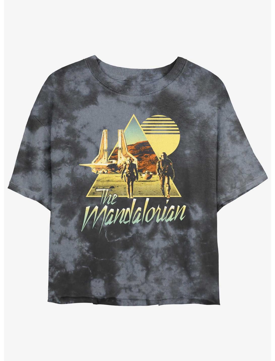 Star Wars The Mandalorian Bo-Katan & Din Djarin Sunset Nevarro Landing Tie-Dye Womens Crop T-Shirt BoxLunch Web Exclusive, BLKCHAR, hi-res
