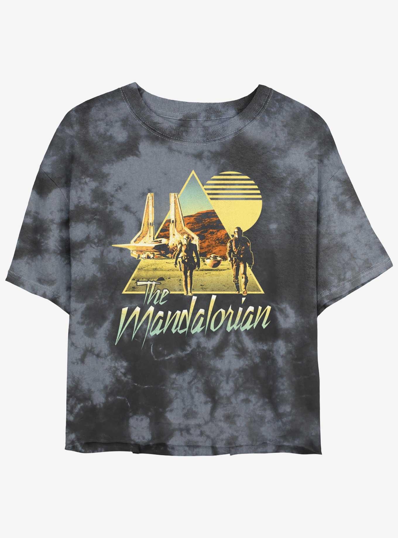 Star Wars The Mandalorian Bo-Katan & Din Djarin Sunset Nevarro Landing Tie-Dye Womens Crop T-Shirt BoxLunch Web Exclusive, , hi-res