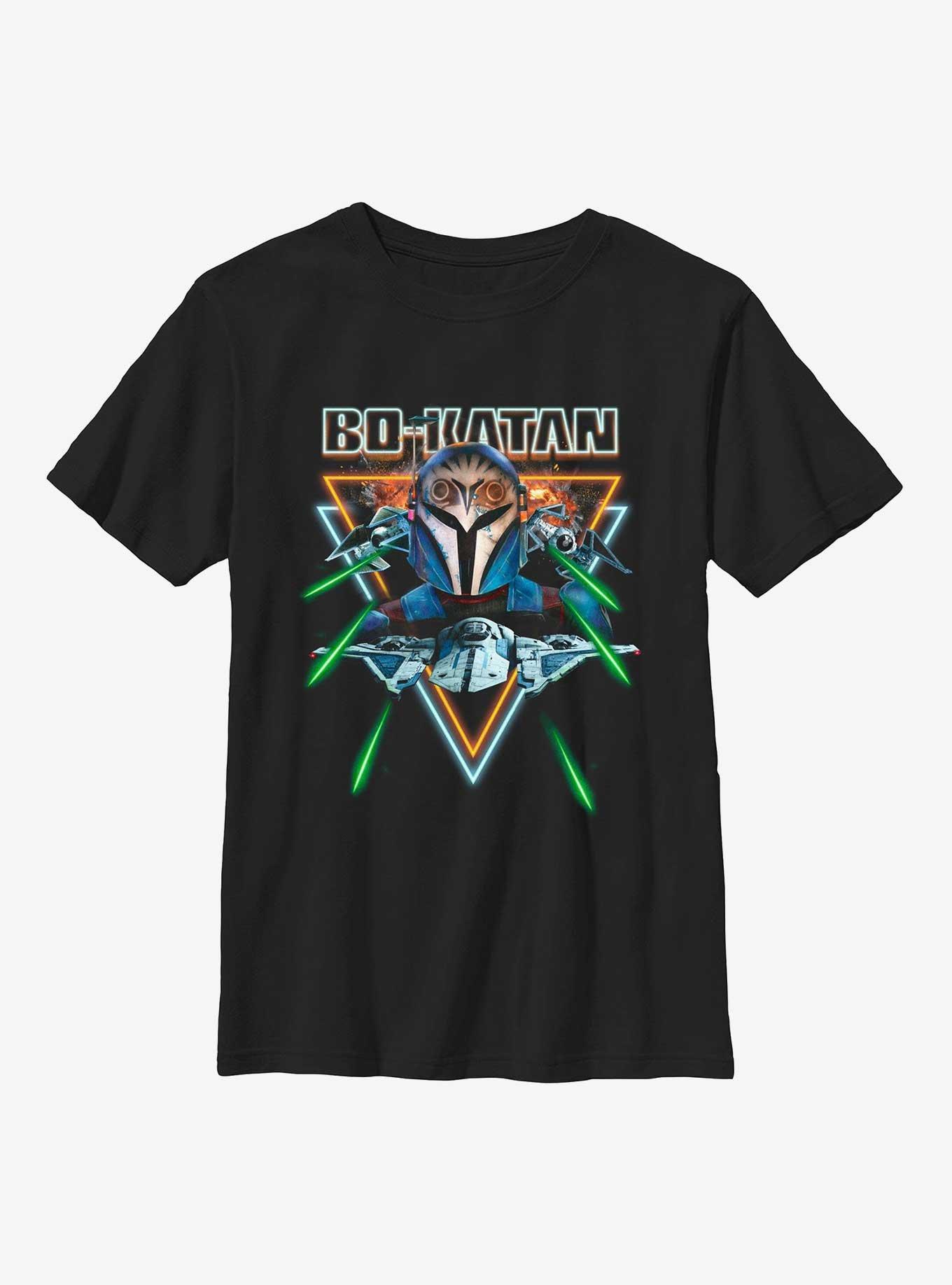 Star Wars The Mandalorian Bo-Katan Dogfight Youth T-Shirt, BLACK, hi-res