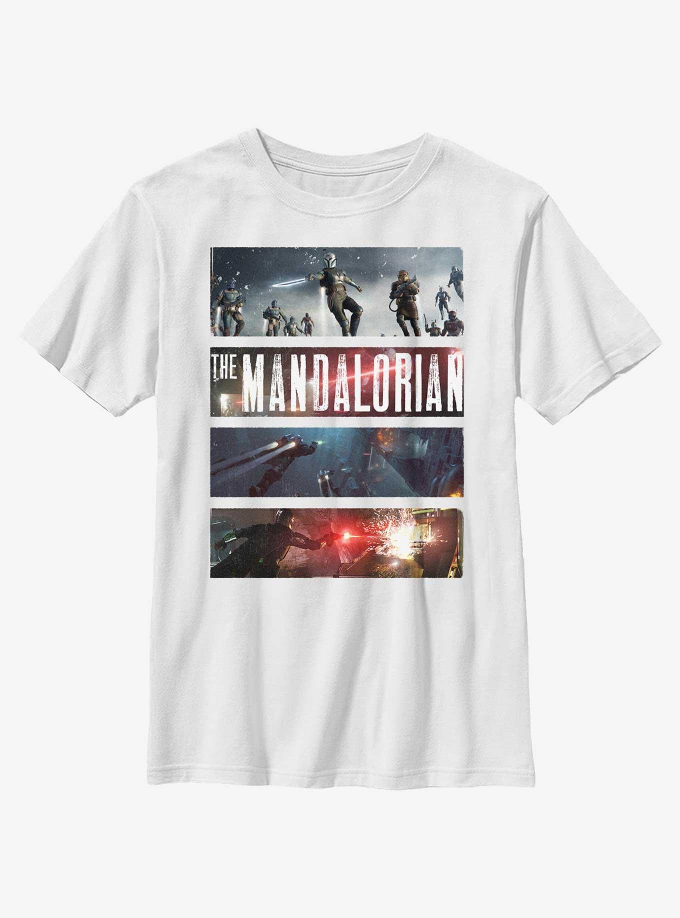 Star Wars The Mandalorian Big Battle Youth T-Shirt, WHITE, hi-res