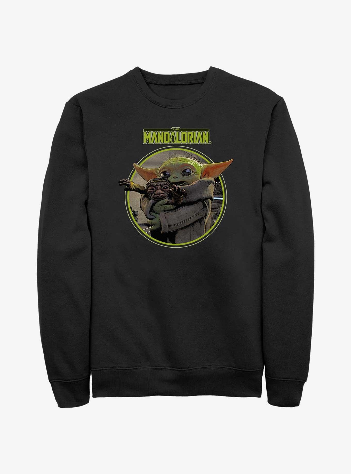 Star Wars The Mandalorian Grogu Hugging An Anzellan Sweatshirt Her Universe Web Exclusive, BLACK, hi-res