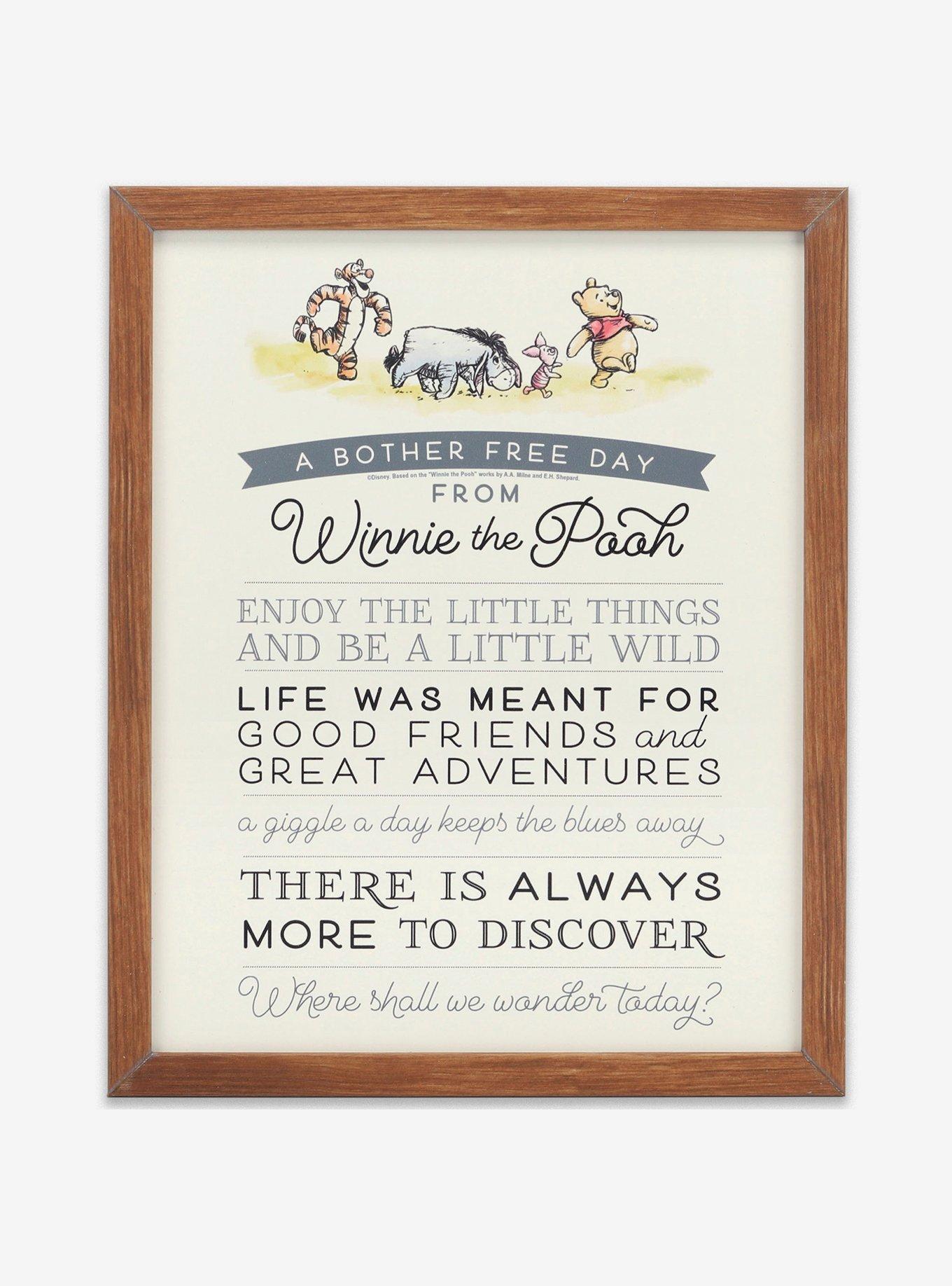 Disney Winnie The Pooh Bother Free Day Framed Wood Wall Decor