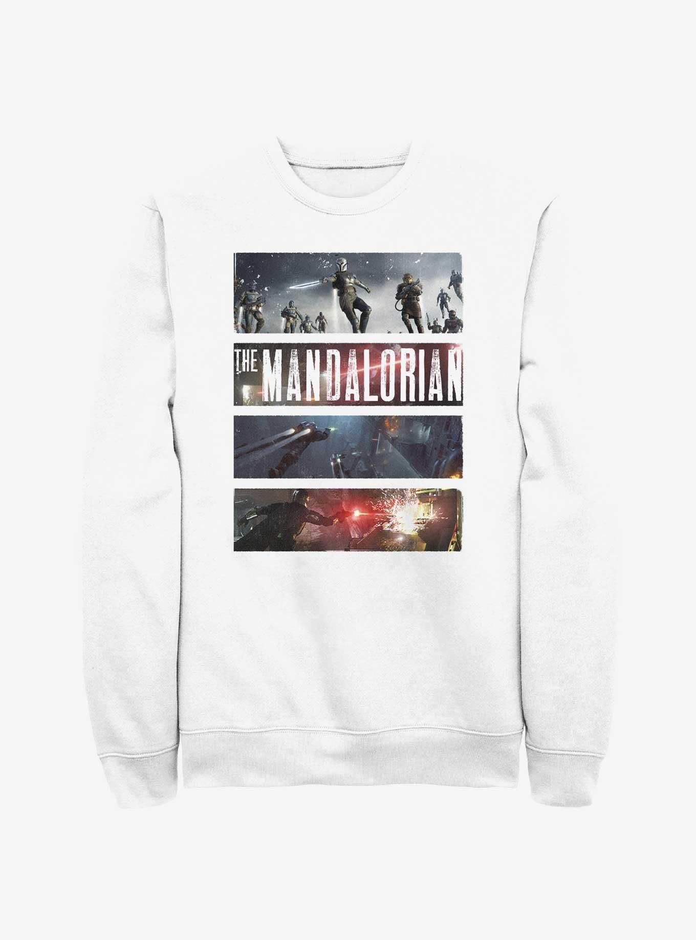 Star Wars The Mandalorian Big Battle Sweatshirt, WHITE, hi-res