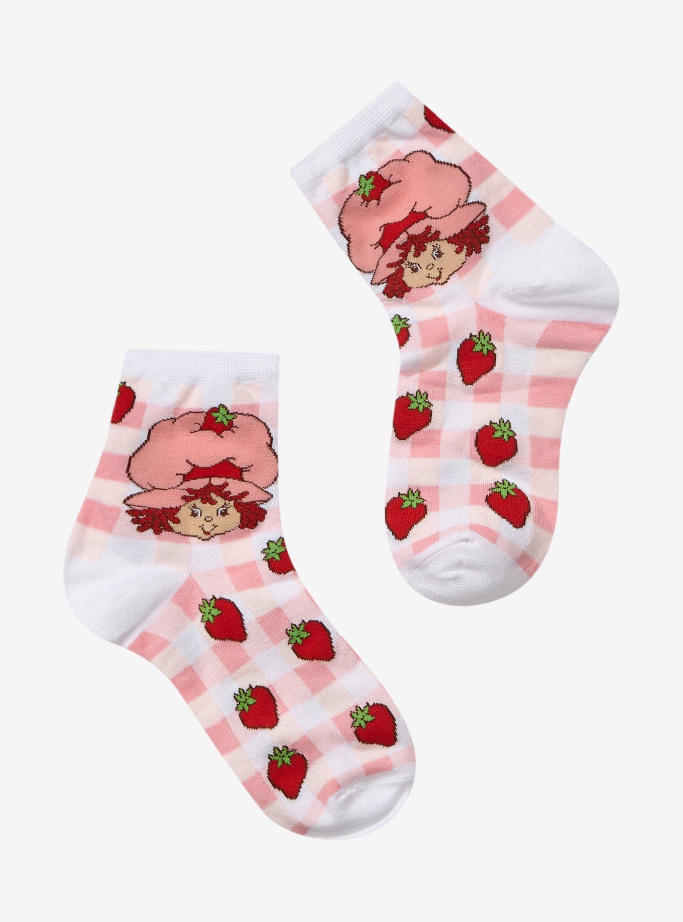 Strawberry Shortcake Gingham Strawberries Quarter Crew Socks