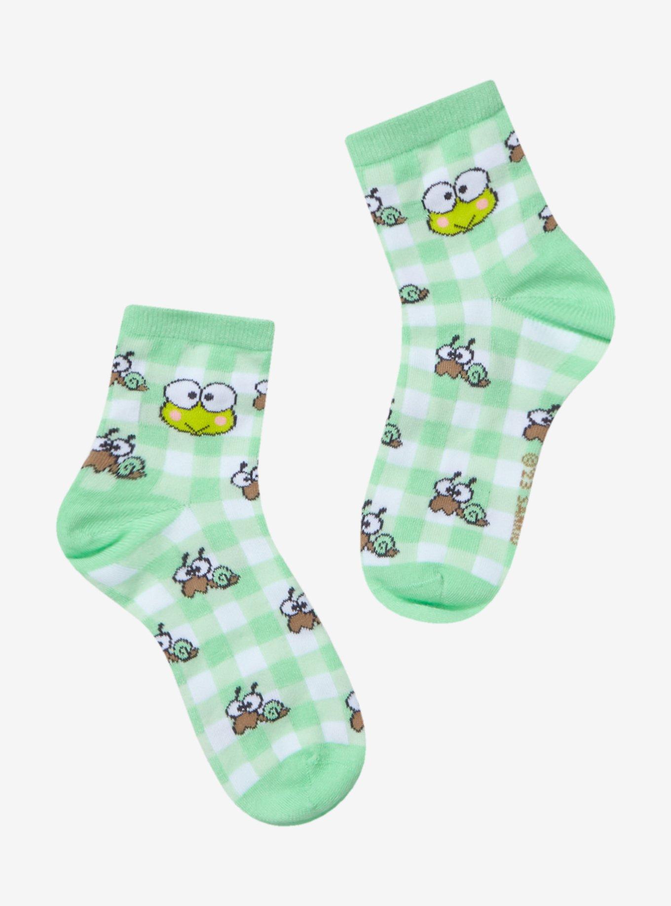 Sanrio Keroppi Gingham Quarter Crew Socks - BoxLunch Exclusive, , hi-res