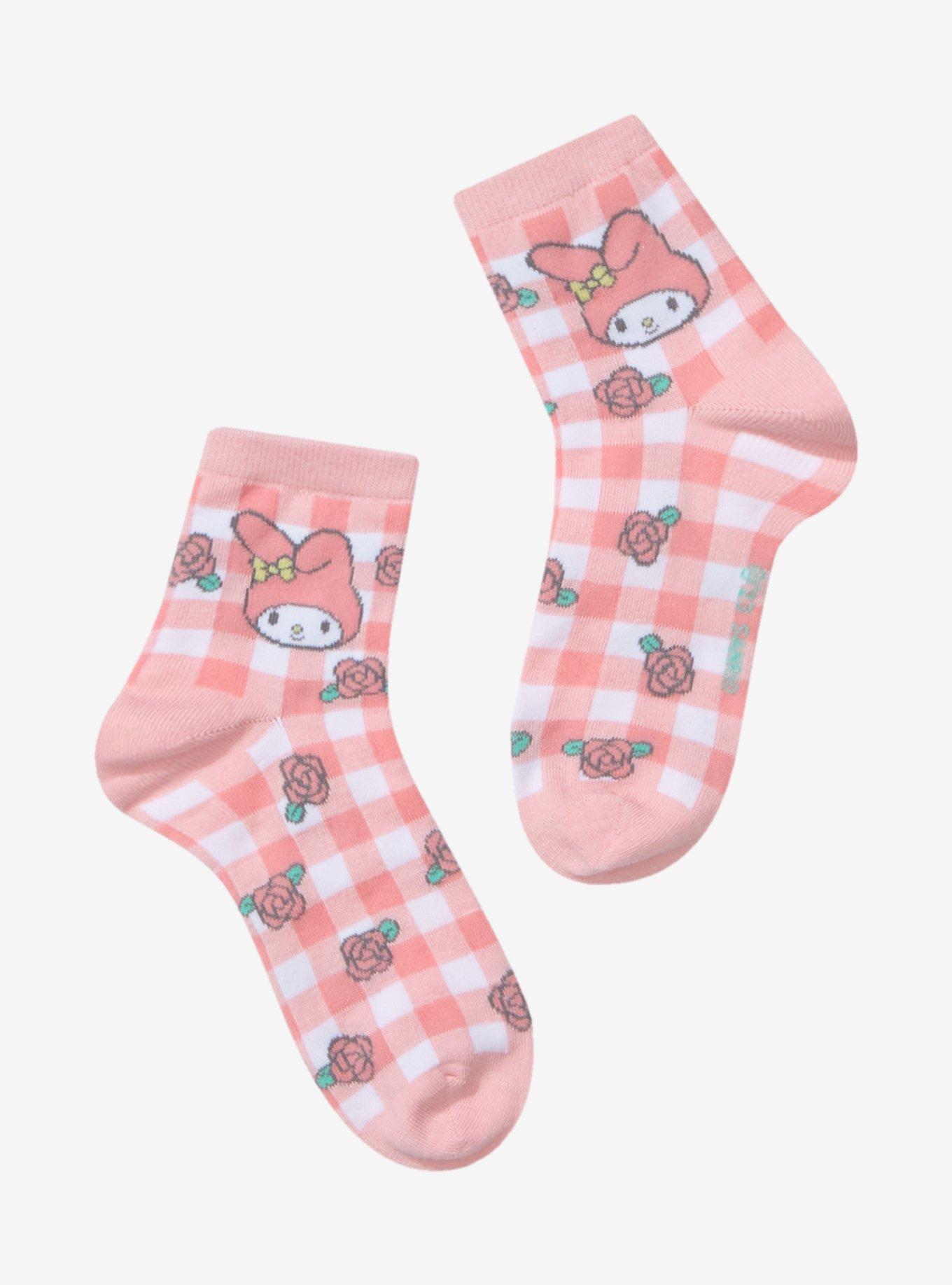 Sanrio My Melody Gingham Quarter Crew Socks - BoxLunch Exclusive, , hi-res