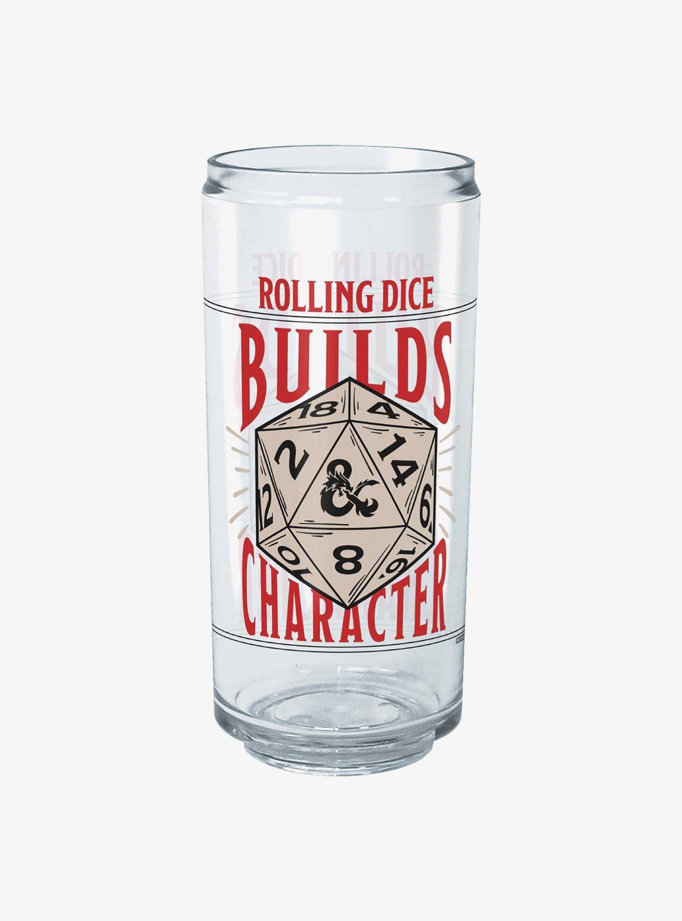 Dungeons & Dragons Rolling Dice Builds Character Can Cup CLEAR BoxLunch
