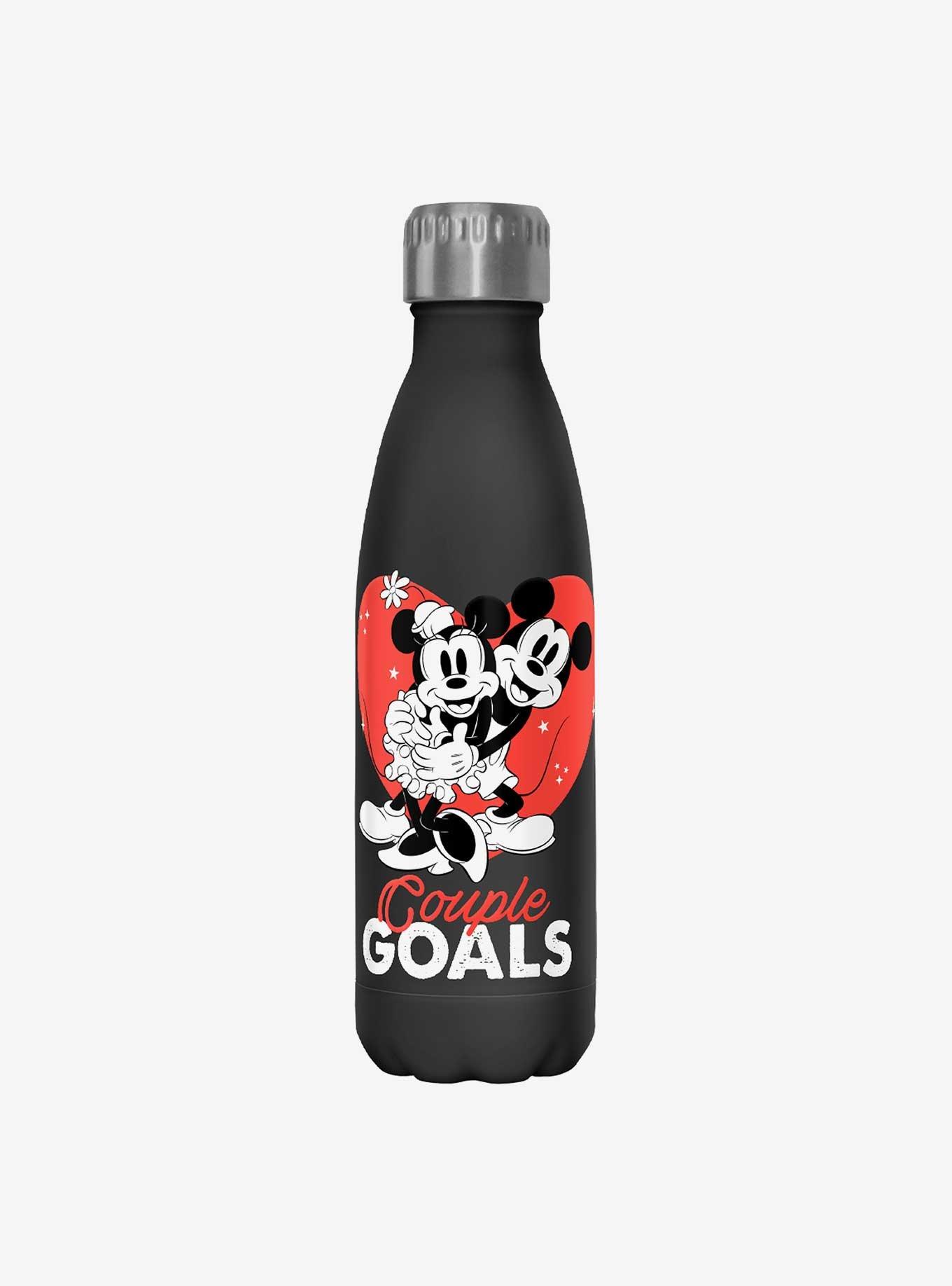 Disney Mickey Mouse Mickey and Minnie Couple Goals Water Bottle - BLACK