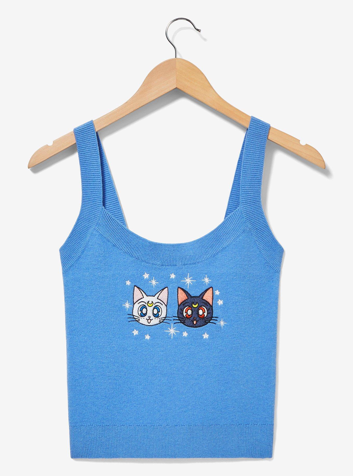 Pretty Guardian Sailor Moon Luna & Artemis Portrait Knit Tank - BoxLunch Exclusive, LIGHT BLUE, hi-res