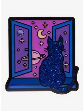 Cat Stargazing Enamel Pin, , hi-res