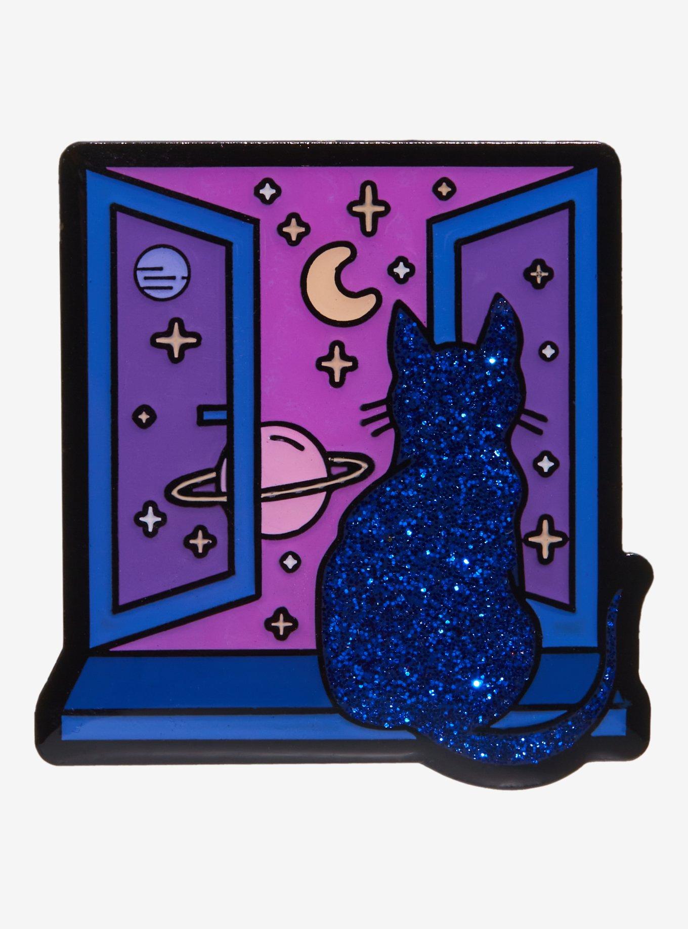 Cat Stargazing Enamel Pin, , hi-res
