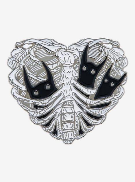 Dark Critters Heart Rib Cage Enamel Pin | Hot Topic