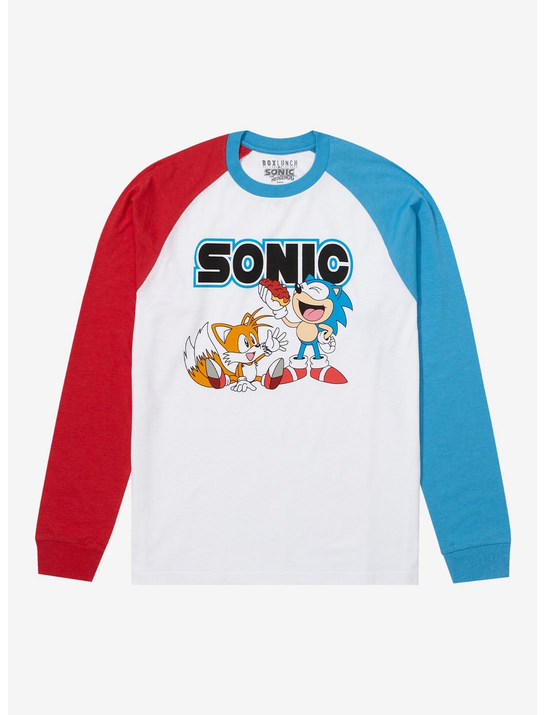 Sonic the Hedgehog Tails & Sonic Contrast Sleeve Raglan T-Shirt - BoxLunch Exclusive, WHITE, hi-res
