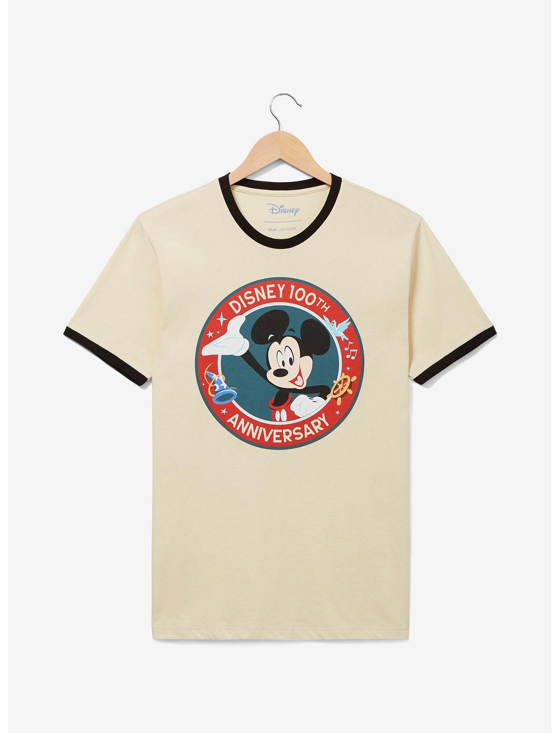 Disney 100th Anniversary Mickey Mouse Ringer T-Shirt - BoxLunch Exclusive, BEIGE, hi-res