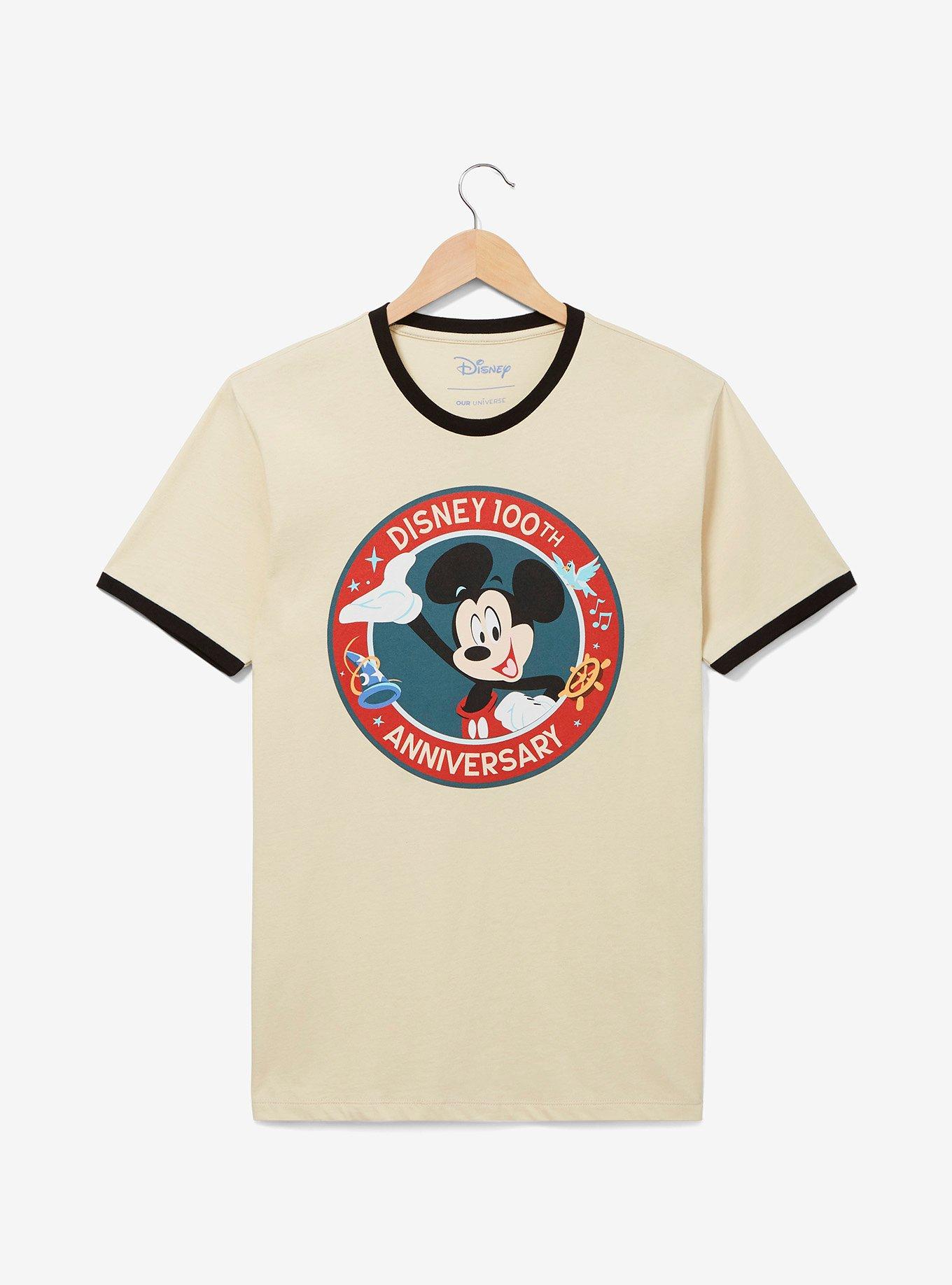 Disney 100th Anniversary Mickey Mouse Ringer T-Shirt - BoxLunch Exclusive, BEIGE, hi-res