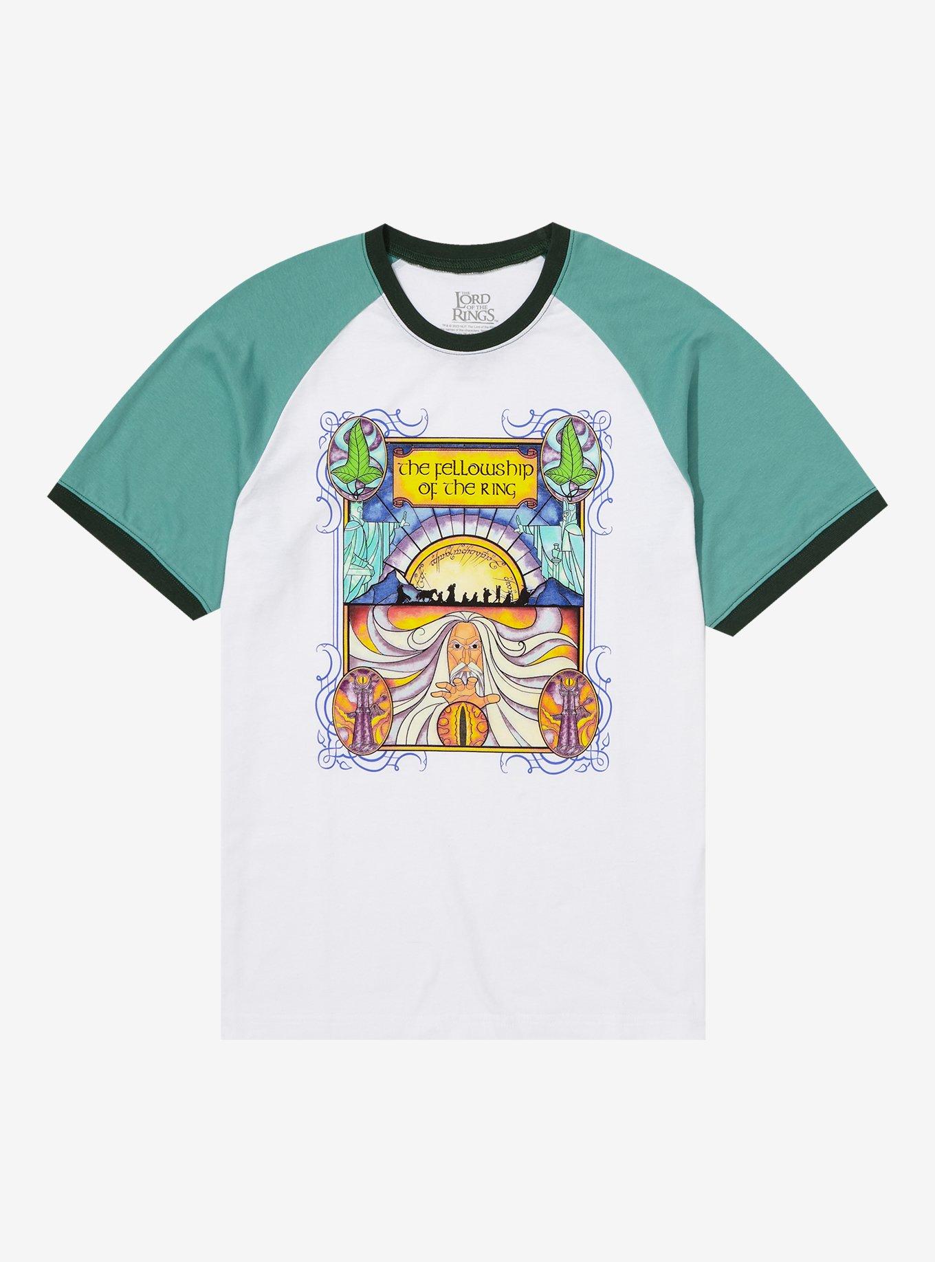 The Lord of the Rings Stained Glass Portrait Raglan T-Shirt - BoxLunch Exclusive, WHITE, hi-res