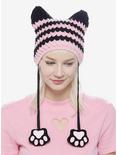 Pink & Black Cat Ear Tassel Beanie, , hi-res