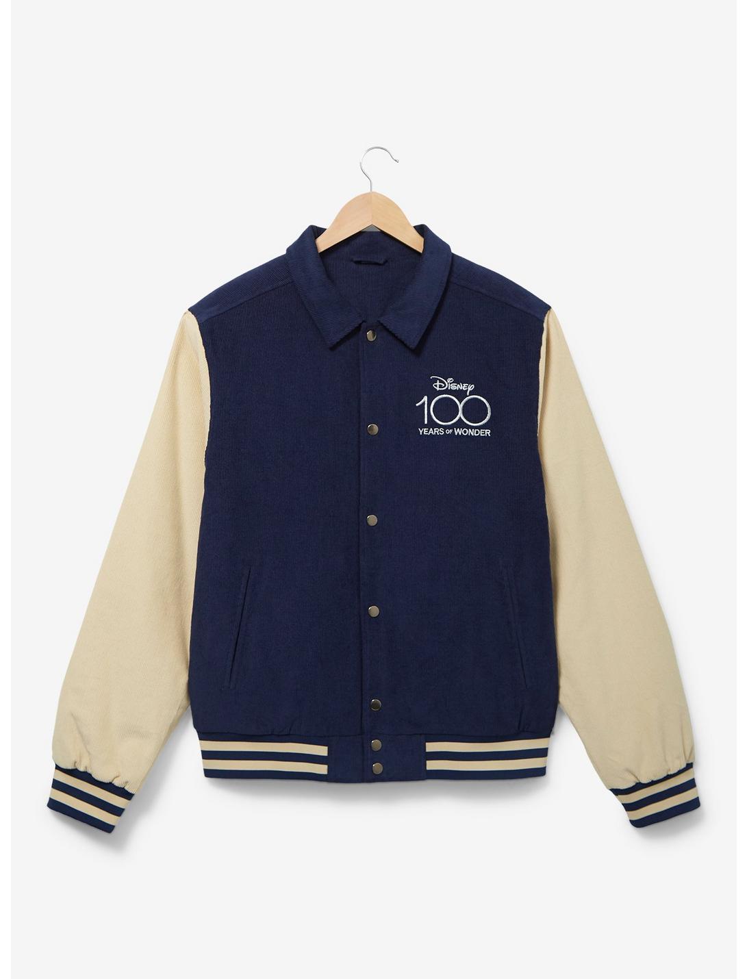 Disney 100 Mickey Mouse Collared Varsity Jacket - BoxLunch Exclusive, NAVY, hi-res