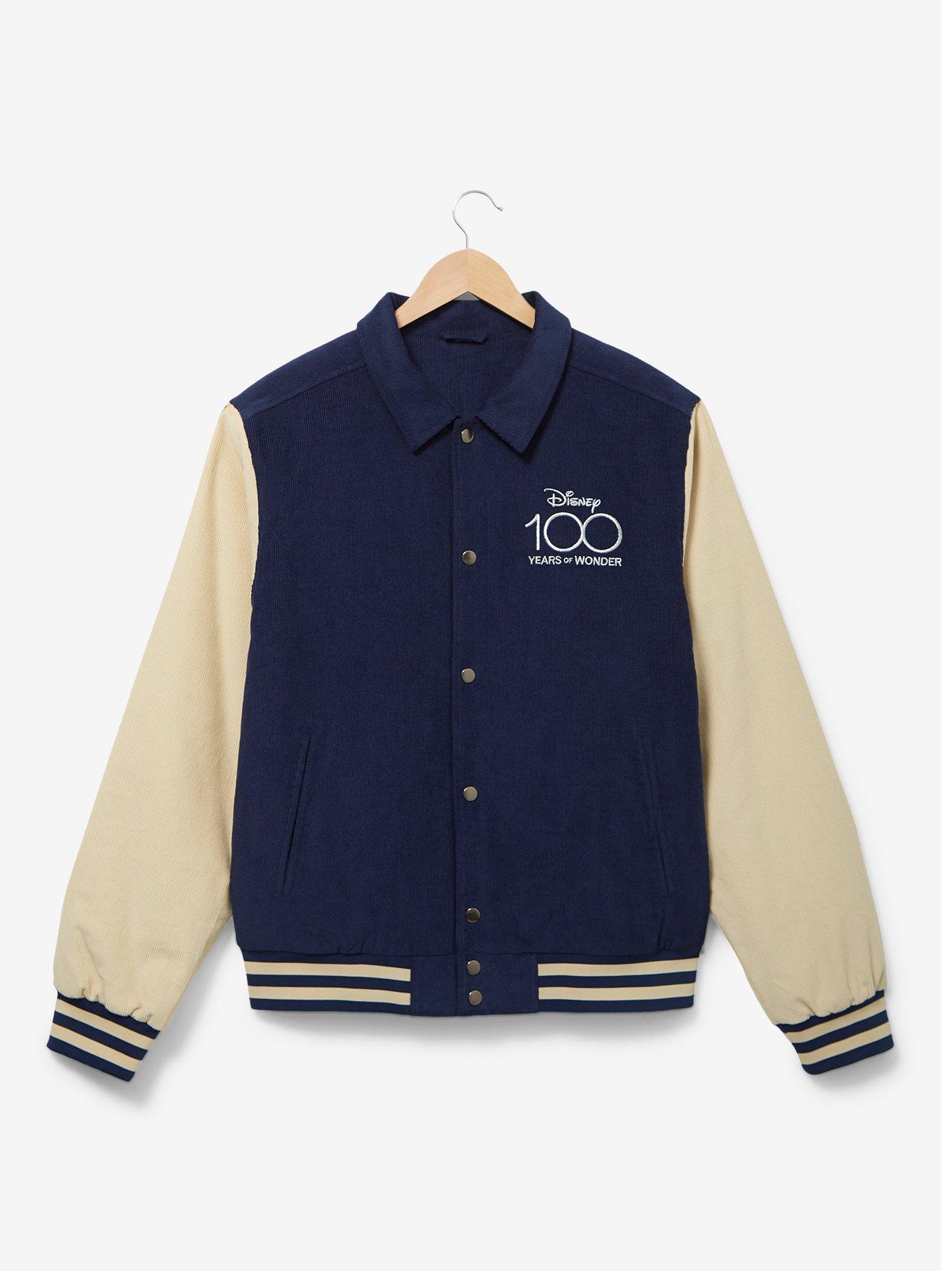 Disney 100 Mickey Mouse Collared Varsity Jacket - BoxLunch Exclusive, NAVY, hi-res