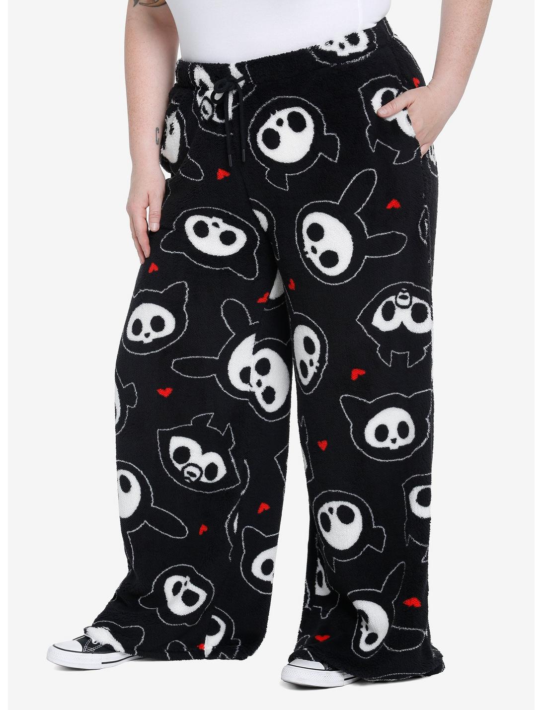 Skelanimals Character Plush Pajama Pants Plus Size, BLACK, hi-res