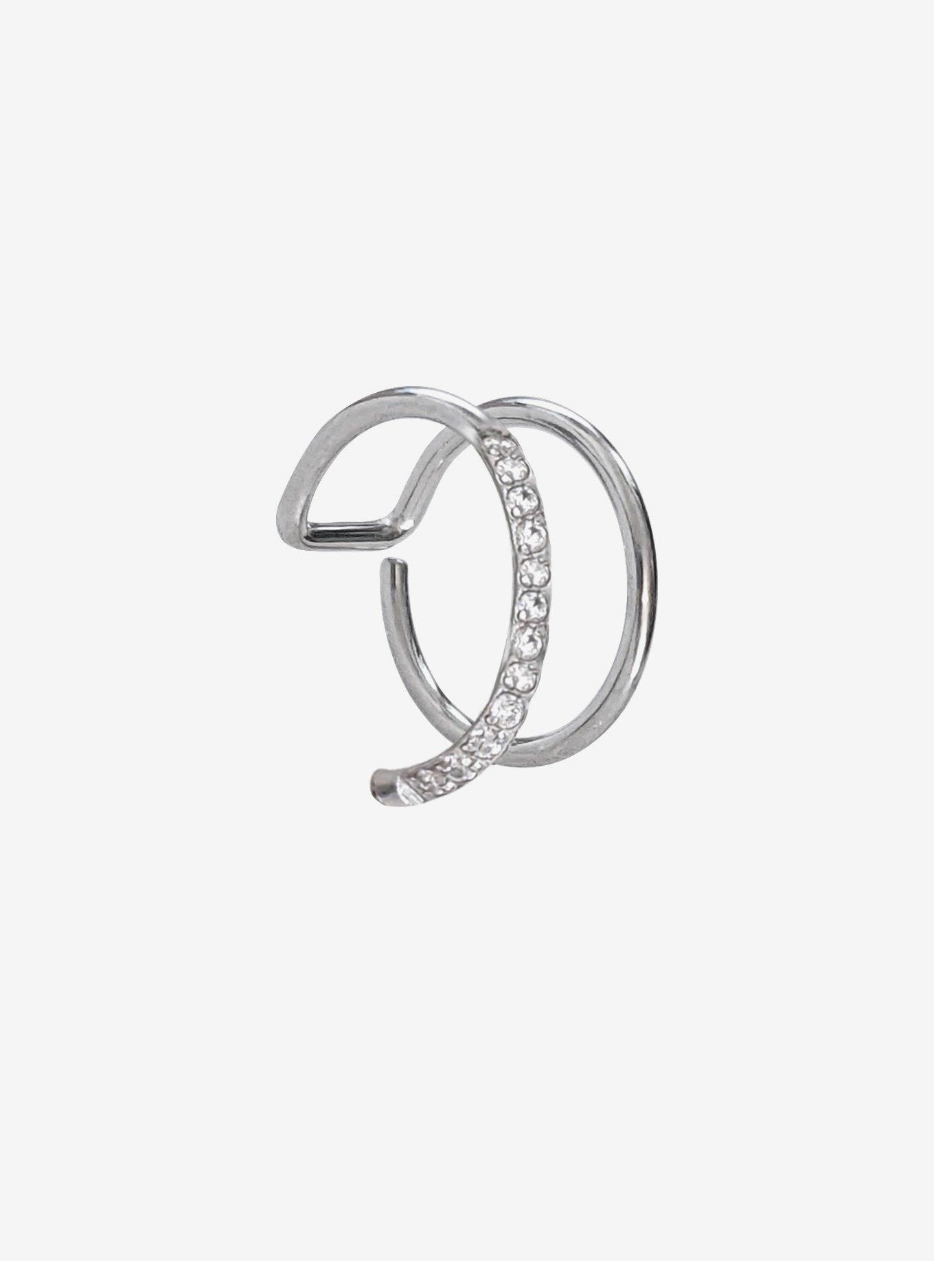 Steel Clear CZ Nose Hoop, , hi-res