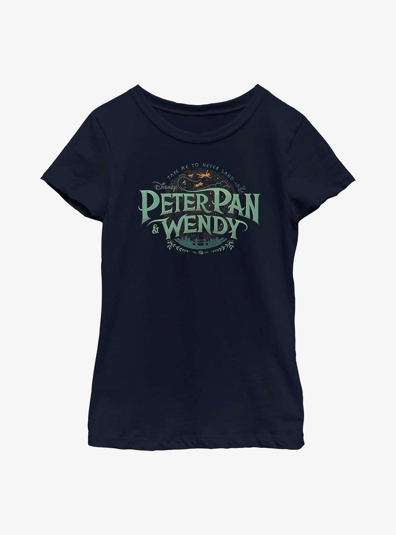 Disney Peter Pan & Wendy To Neverland Title Youth Girls T-Shirt, NAVY, hi-res