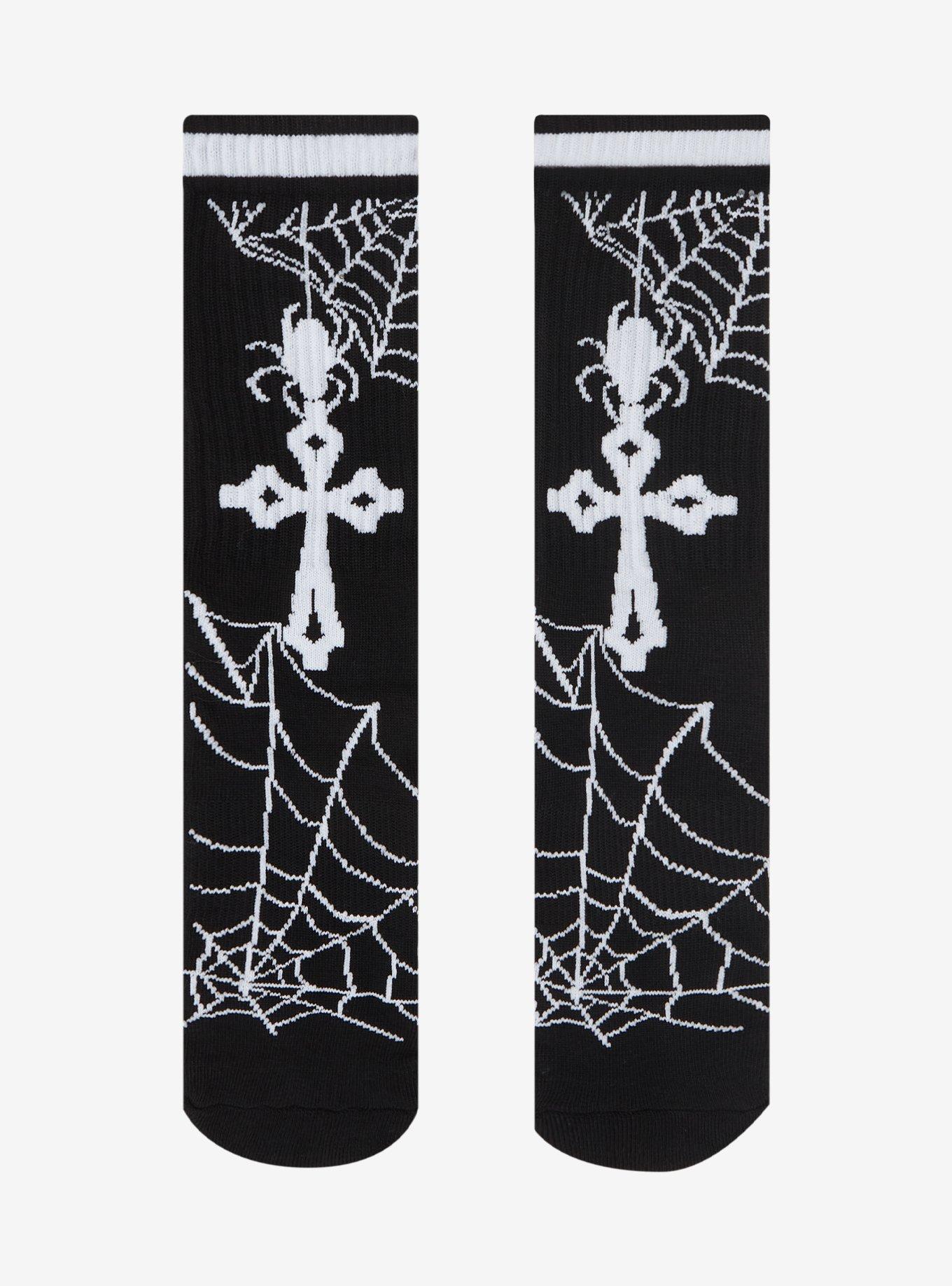 Spiderweb Cross Crew Socks, , hi-res