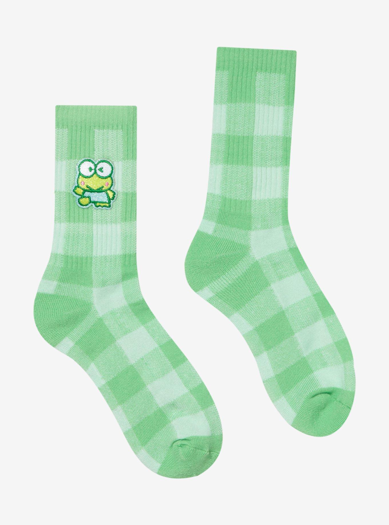 Keroppi Green Gingham Crew Socks Hot Topic