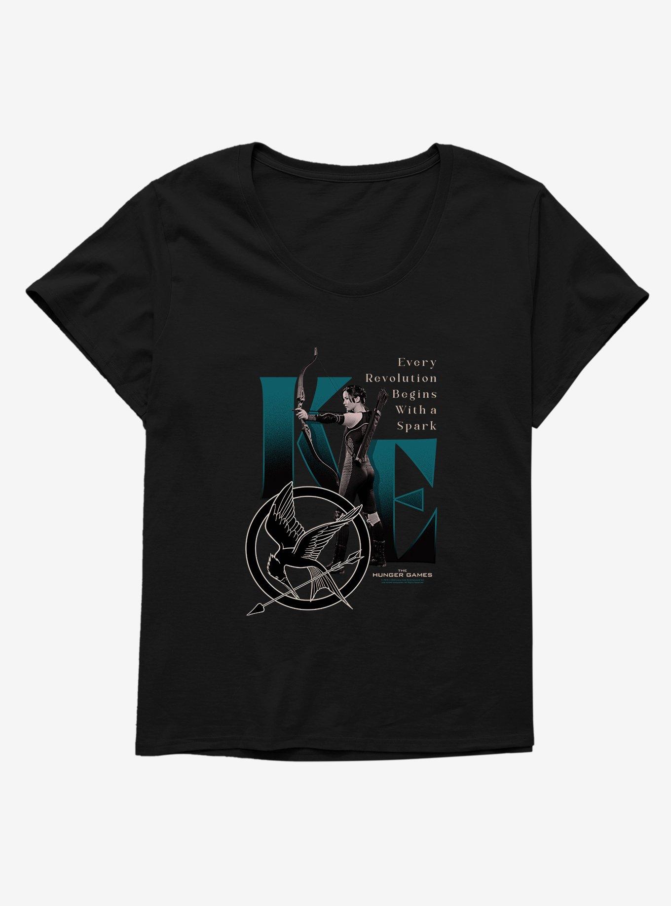 Hunger Games Katniss Everdeen Spark Revolution Girls T-Shirt Plus Size, BLACK, hi-res