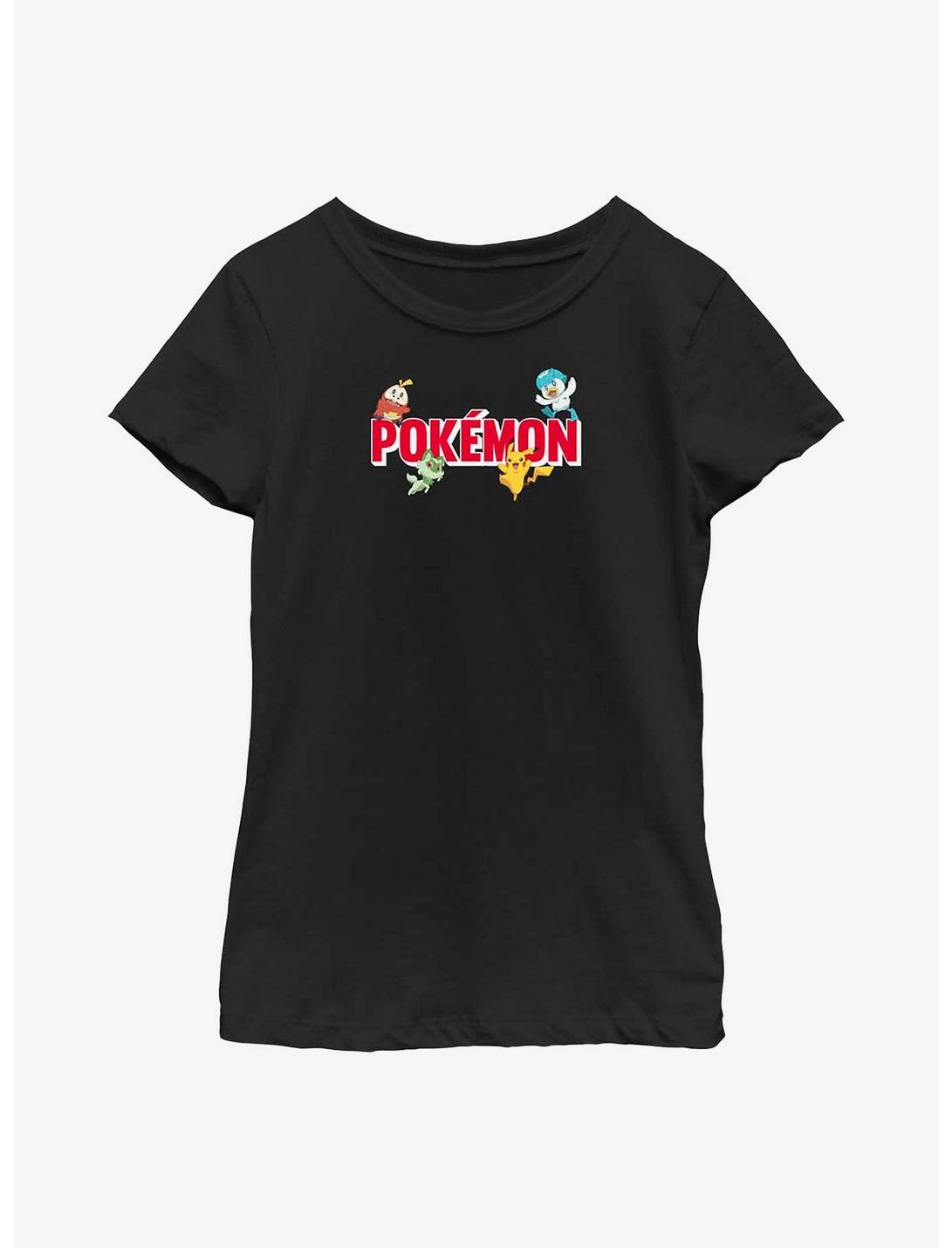 Pokemon Logo Youth Girls T-Shirt, BLACK, hi-res