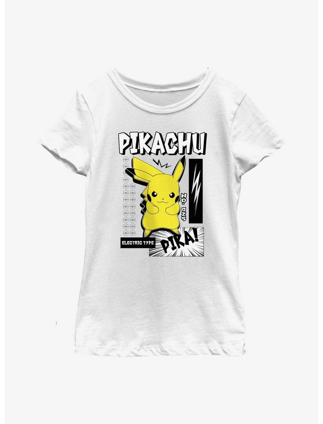 Pokemon Pikachu Poster Youth Girls T-Shirt, WHITE, hi-res