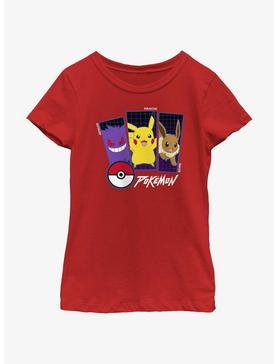 Plus Size Pokemon Trio Gengar, Pikachu, and Eevee Youth Girls T-Shirt, , hi-res