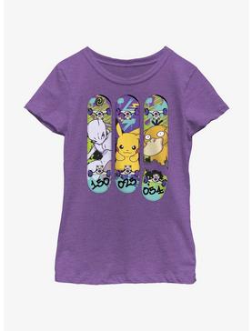 Pokemon Mewtwo, Pikachu, and Psyduck Skateboard Deck Art Youth Girls T-Shirt, , hi-res