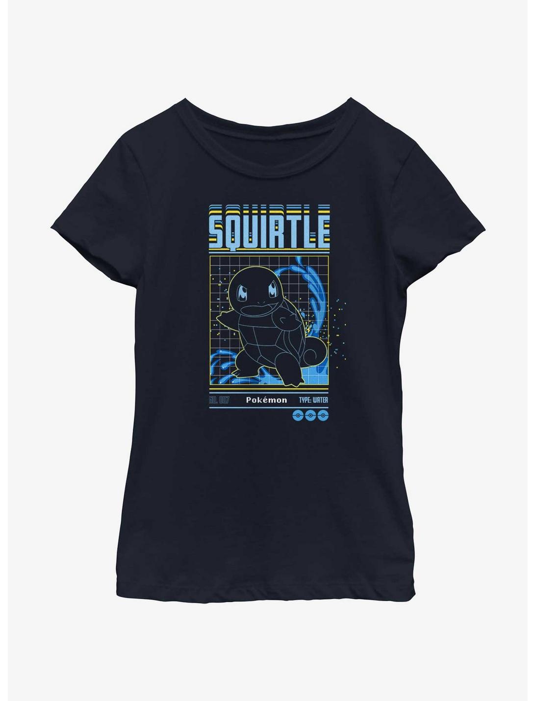 Pokemon Squirtle Grid Youth Girls T-Shirt, NAVY, hi-res
