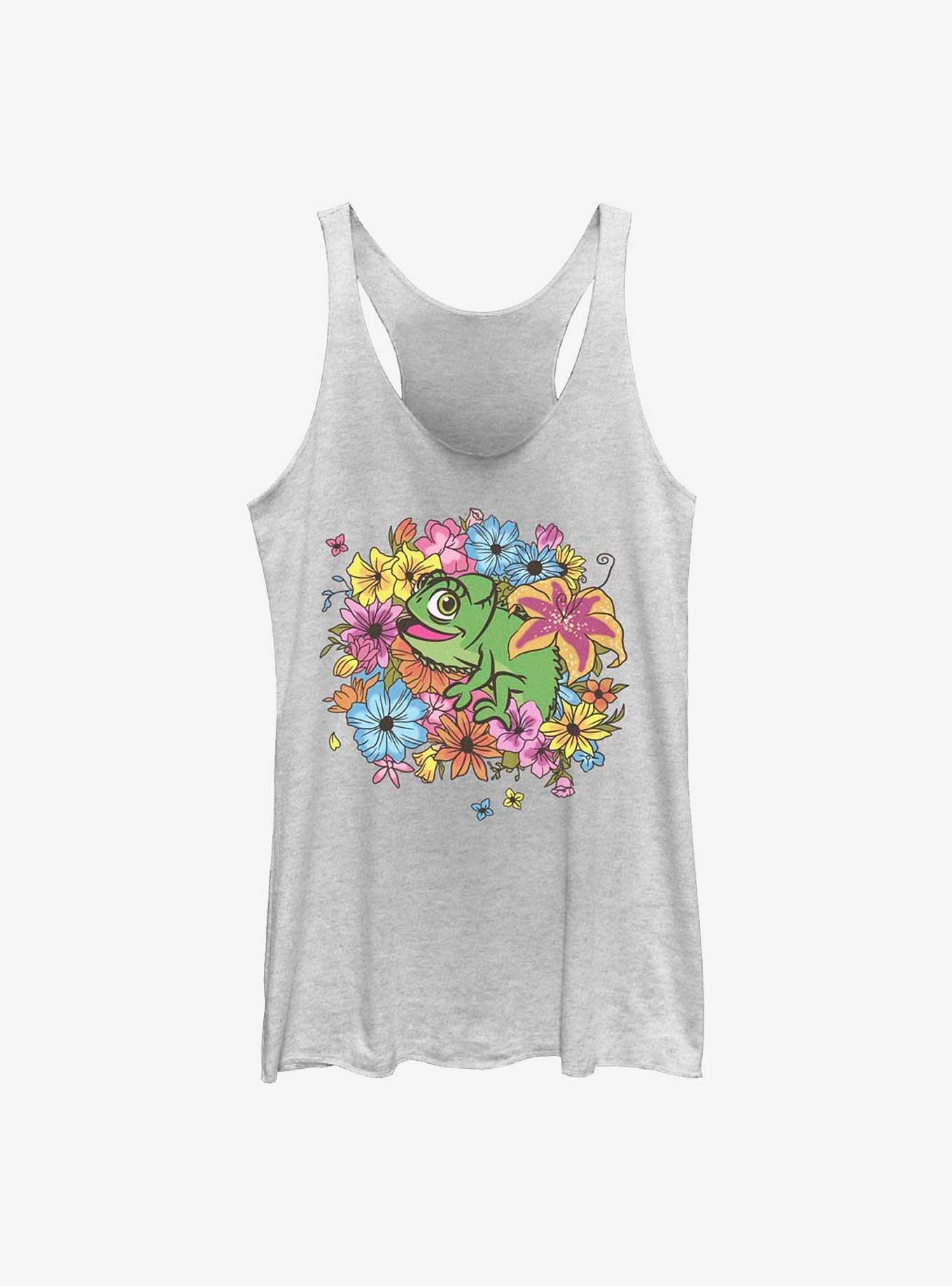 Disney Tangled Floral Pascal Womens Tank Top, WHITE HTR, hi-res