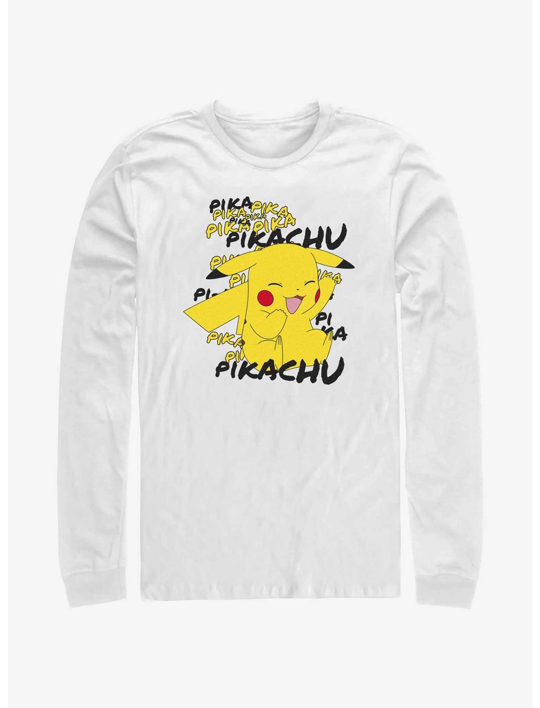 Pokemon Pikachu Laughing Long-Sleeve T-Shirt, WHITE, hi-res