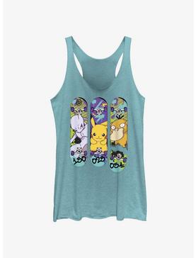 Pokemon Mewtwo, Pikachu, and Psyduck Skateboard Deck Art Womens Tank Top, , hi-res