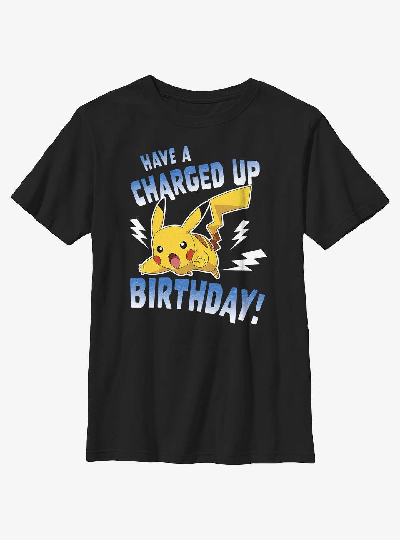 Pokemon Pikachu Have A Charged Up Birthday Youth T-Shirt, , hi-res