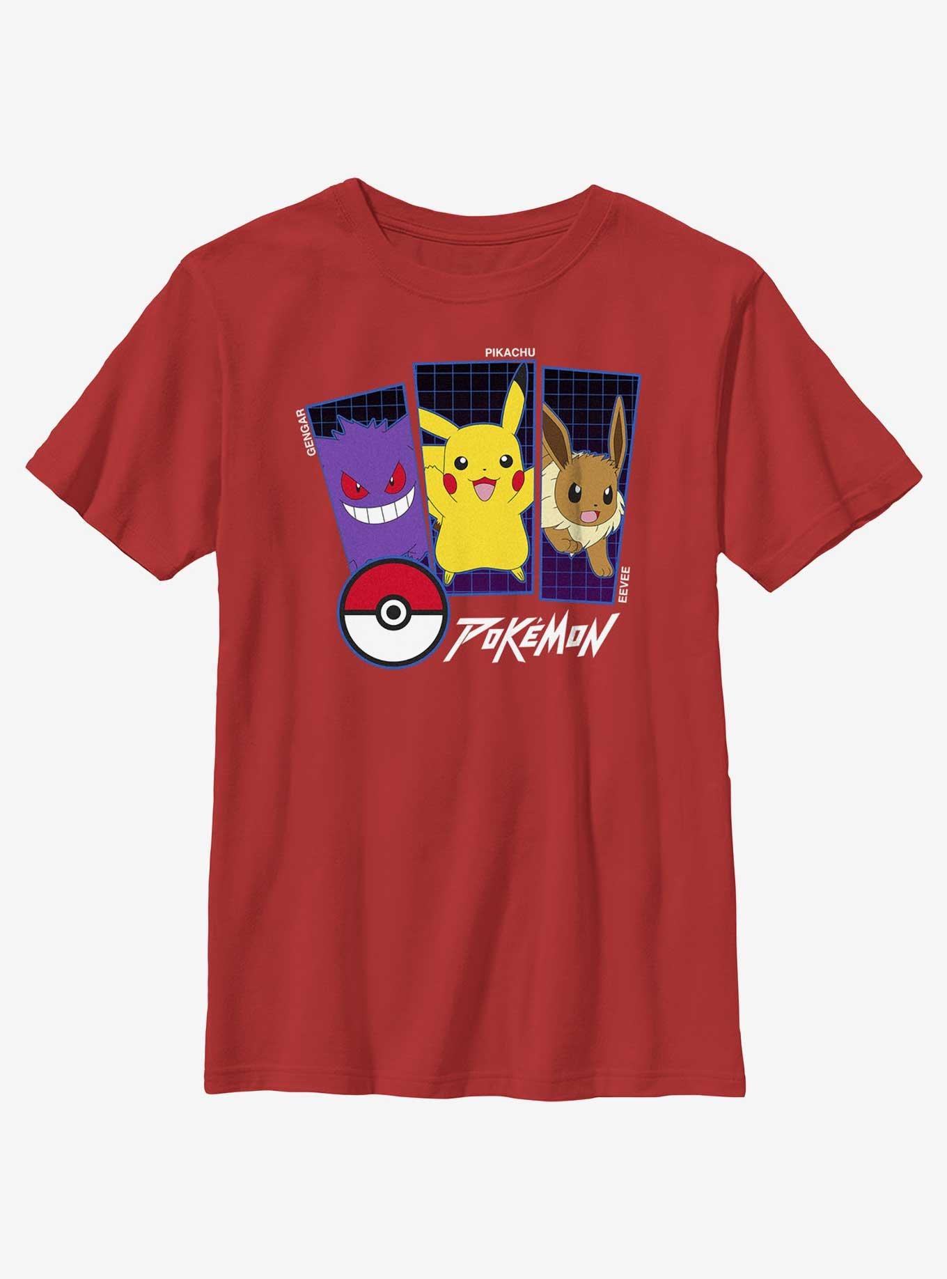 Pokemon Trio Gengar, Pikachu, and Eevee Youth T-Shirt, , hi-res