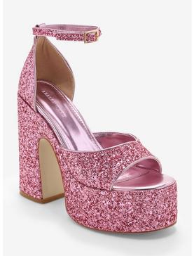 Plus Size Azalea Wang Pink Glitter Platform Heels, , hi-res