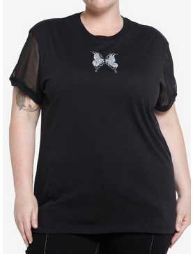 Social Collision Skeleton Butterfly Fishnet Girls T-Shirt Plus Size, , hi-res